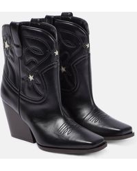 Stella McCartney - Embroidered Faux Leather Ankle Boots - Lyst