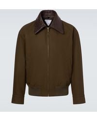 Bottega Veneta - Blouson Aus Baumwoll-Twill Mit Leder - Lyst