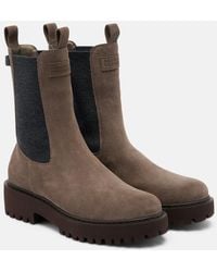Brunello Cucinelli - Monili Suede Chelsea Boots - Lyst