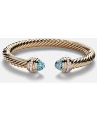 David Yurman - Classic Cablespira 18Kt Cuff Bracelet With Topazes And Diamonds - Lyst