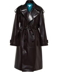 Bottega Veneta Leather Trench Coat - Black