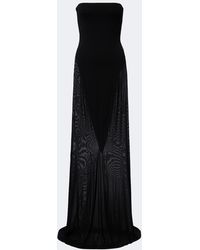 Alaïa - Strapless Jersey And Mesh Maxi Dress - Lyst