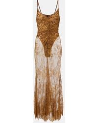 JACQUES WEI - Silk-Trimmed Lace Maxi Dress - Lyst