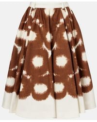Prada - Printed Cotton Canvas Midi Skirt - Lyst