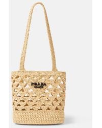 Prada - Mini Raffia-Effect Crochet Tote Bag - Lyst