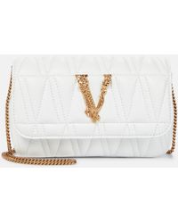 Versace Schultertasche Virtus Small aus Leder - Weiß