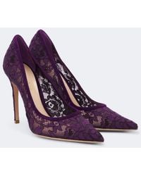 Gianvito Rossi - Claudia Suede-Trimmed Lace Pumps - Lyst