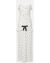 Alessandra Rich - Silk Polka Dot Maxi Dress - Lyst
