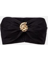 Adriana Degreas - Embellished Cotton-Blend Bandeau Top - Lyst