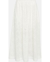 Totême - High-rise Eyelet Cotton Midi Skirt - Lyst
