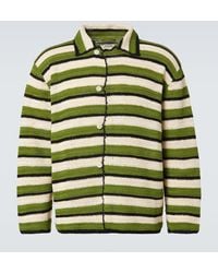 Bode - Weedy Striped Crochet Cotton Shirt - Lyst