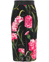 Dolce & Gabbana Falda midi de tiro alto floral - Multicolor