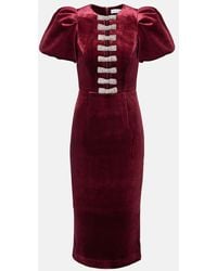 Rebecca Vallance - Midikleid Edwiena Aus Samt Mit Kristallen - Lyst