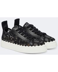 Chloé - Lauren Lace & Leather Sneaker - Lyst
