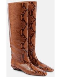 Paris Texas - Bettina Snake-Effect Leather Knee-High Boots - Lyst