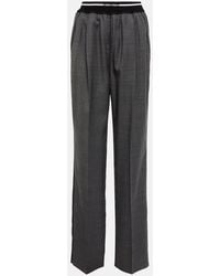 Miu Miu - Pantaloni A Gamba Larga Con Logo - Lyst
