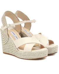 Jimmy Choo - Dellena 100 Leather-trimmed Espadrilles - Lyst
