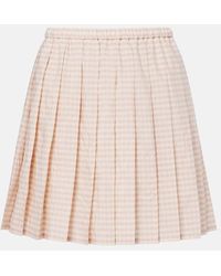 Moncler - Checked Pleated Cotton-Blend Miniskirt - Lyst