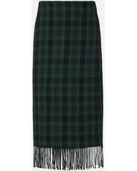 Polo Ralph Lauren - Checked Fringed Wool-Blend Wrap Skirt - Lyst