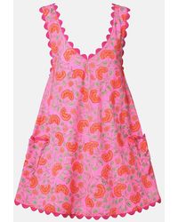 Juliet Dunn - Floral Scalloped Cotton Minidress - Lyst