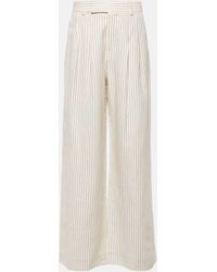 FRAME - Mid-rise Cotton And Linen Wide-leg Pants - Lyst