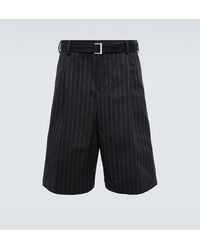 Sacai - Belted Striped Cotton Shorts - Lyst