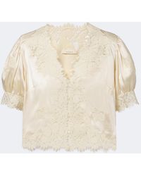 Doen - Idella Lace-Trimmed Silk Satin Top - Lyst