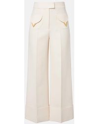 Valentino - Crepe Couture Vgold Wide-Leg Pants - Lyst