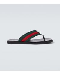 Gucci - Gg Web Stripe Slides - Lyst