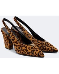 Prada - Leopard-Print Calf Hair Slingback Pumps - Lyst