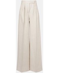 Max Mara - Weite High-Rise-Hose Rauche Aus Leinen - Lyst