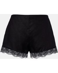 STAUD - Von Lace-Trimmed Linen Shorts - Lyst