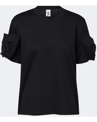 Noir Kei Ninomiya - Bow-Detail Cotton Jersey T-Shirt - Lyst