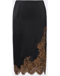 Dorothee Schumacher - Shiny Statement Lace-Trimmed Satin Midi Skirt - Lyst