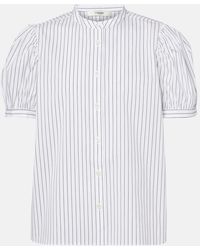 FRAME - The Gathered Cotton-Blend Top - Lyst