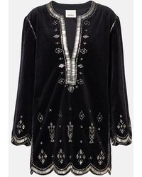 Isabel Marant - Helene Velvet Embroidery Mini Dress - Lyst