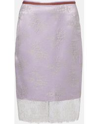 JACQUES WEI - Falda Midi De Encaje Con Piel Bordada - Lyst