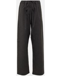 The Row - Argent Silk And Cotton Wide-leg Pants - Lyst