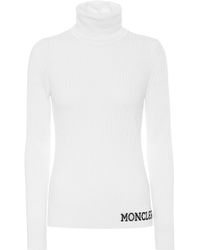 Moncler Pull à col roulé en laine vierge - Blanc