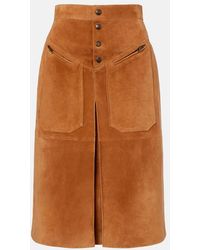 Chloé - Suede Midi Skirt - Lyst