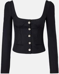 McQueen - Chalk Stripe Wool And Mohair Bustier Top - Lyst