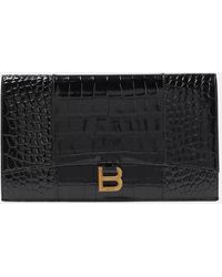 Balenciaga - Hourglass Small Croc-Effect Leather Clutch - Lyst