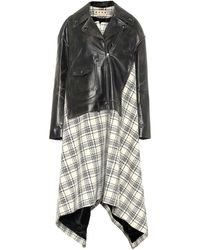 Marni Giacca biker in pelle e lana - Nero