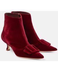 Manolo Blahnik - Baylow Velvet Ankle Boots - Lyst