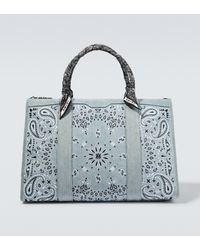 Amiri - Bandana-embroidered Denim Duffel Bag - Lyst