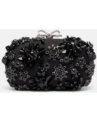 Self-Portrait - Crystal-Embellished Floral Satin Clutch - Lyst