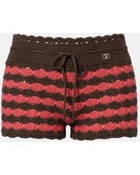 Valentino - Striped Knitted Cotton Shorts - Lyst