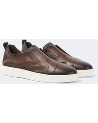 Santoni - Victory Leather Slip-On Sneakers - Lyst