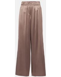 Brunello Cucinelli - Silk-Blend Satin Wide-Leg Pants - Lyst