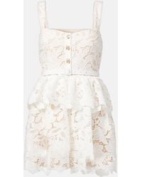 Self-Portrait - Scalloped Tiered Lace Minidress - Lyst
